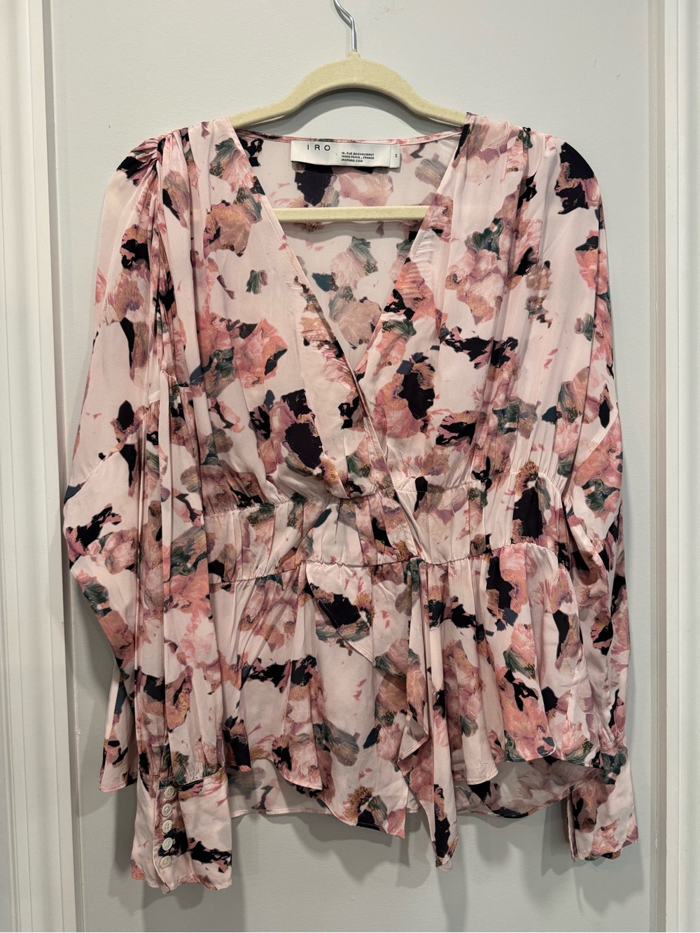 IRO Blush Pink Floral Wrap Top